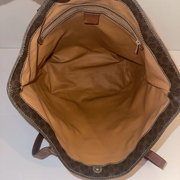 Authentic Celine Macadam Monogram Canvas Tote Bag with Leather Straps shoulder - Picture 13 of 16